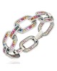 Multi Color Sapphire and Diamond Link Brcelet