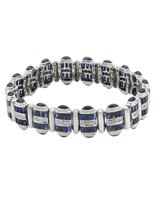 3 Row Alternating Sapphire and Diamond Bracelet