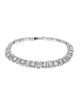 Round and Baguette Diamond Halo Link Inline Bracelet in White Gold