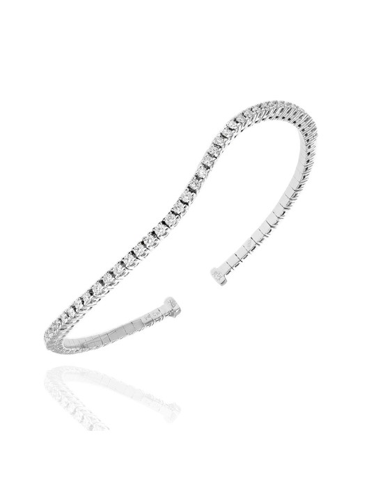 Diamond Wave Cuff Bracelet in White Gold