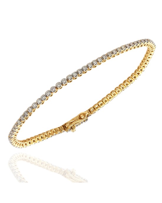 Diamond Thin Inline Bracelet in Yellow Gold