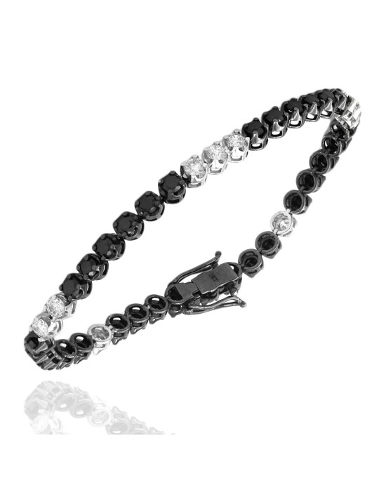Black Diamond Inline Bracelet with White Diamond Stations
