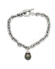 Oval Link Chain Toggle Clasp Bracelet with Tahitian Baroque Pearl
