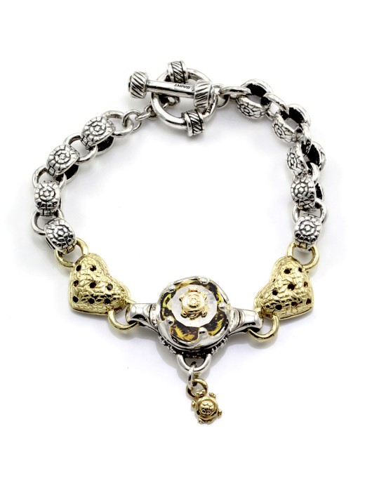 Saint by Sarah Jane Citrine Turtle & Heart Bracelet in Silver & 18K Yellow Gold