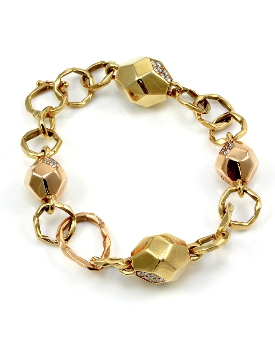 Mimi So Switch Diamond Rock Station Bracelet in Rose and Yellow Gold