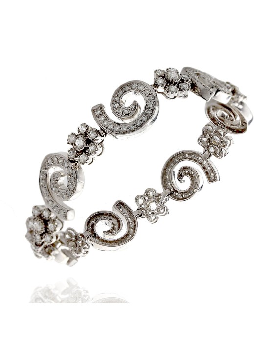 Flowers and Swirls Diamond Bracelet