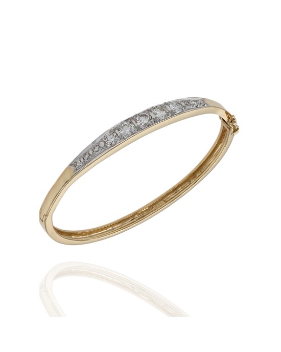 Pave Diamond Bangle Bracelet in Gold