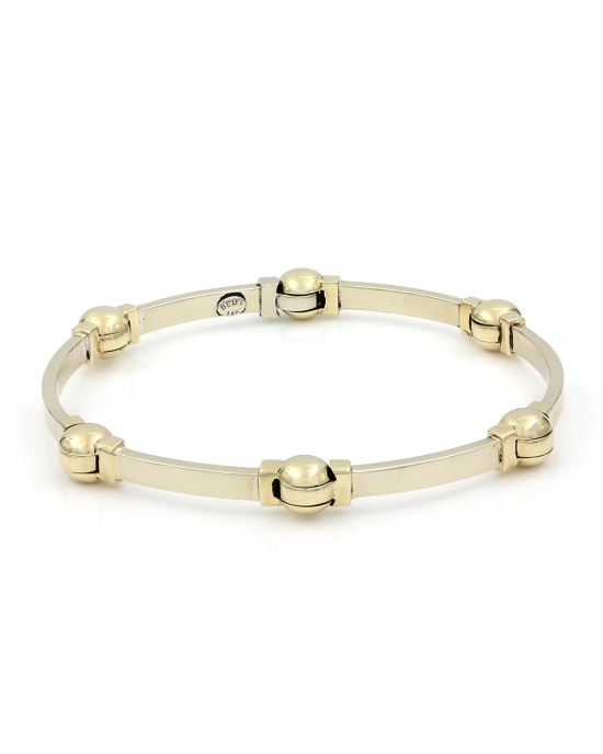 Rectangular Link and Ball Bracelet in Gold