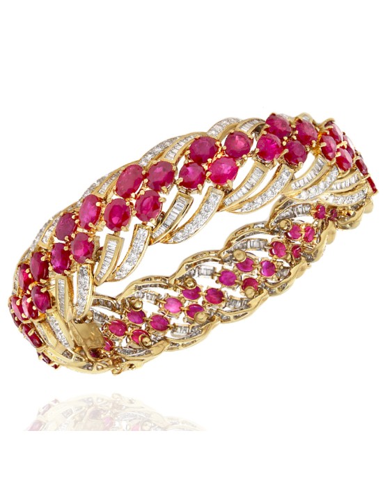18KY Burmese Ruby and Diamond Bracelet