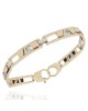 Bar Link Bracelet with Sliding Diamond Stations in 14k White and Yellow Gold
