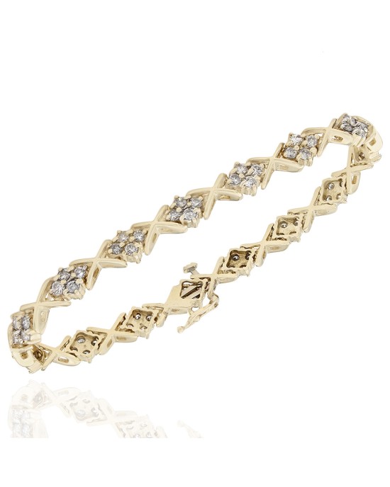 Diamond X Bracelet in Gold