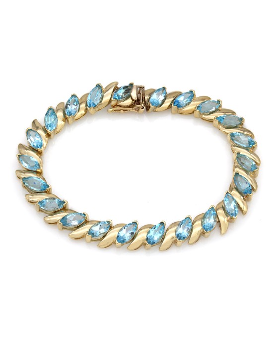 Marquise Blue Topaz Inline Bracelet