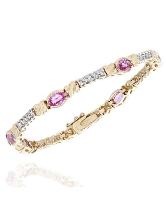 Pink Sapphire and Diamond Inline Bracelet
