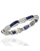 Synthetic Blue Sapphire and Diamond Curved Link Bracelet
