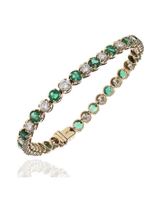 Alternating Emerald and Diamond Inline Bracelet