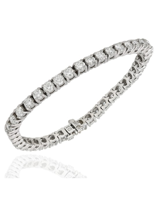 Round Diamond Inline Bracelet in White Gold