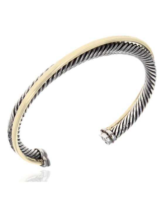 David Yurman Cable Crossover Cuff in Silver and Gold