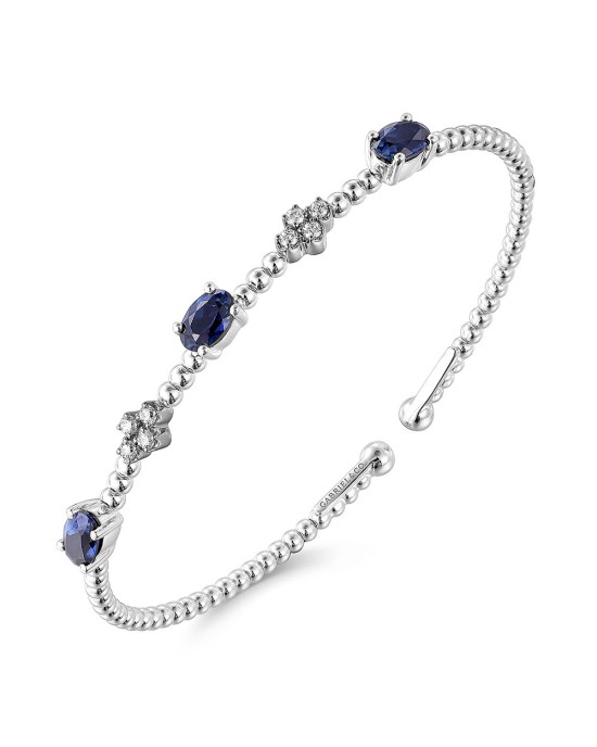 Gabriel & Co. Bujukan Collection Alternating Sapphire and Diamond Bead Cuff