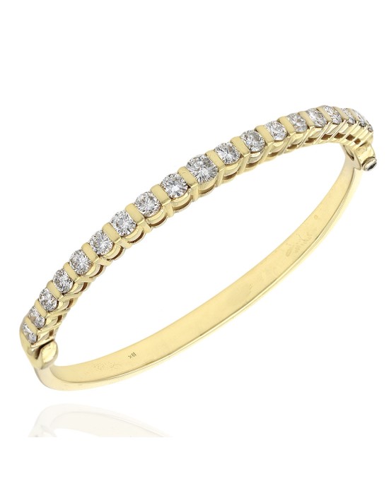 Diamond Hinged Bangle Bracelet in Yellow Gold