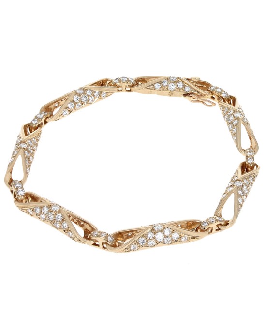 Diamond Elongated Open Link Bracelet in Gold