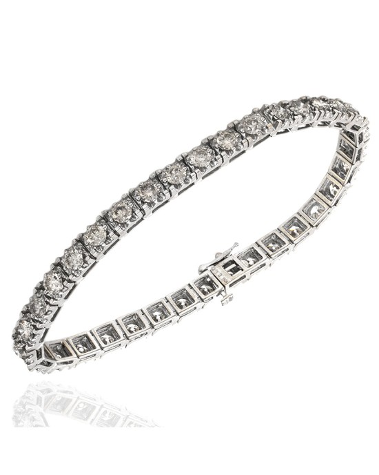 Diamond Square Inline Bracelet in White Gold
