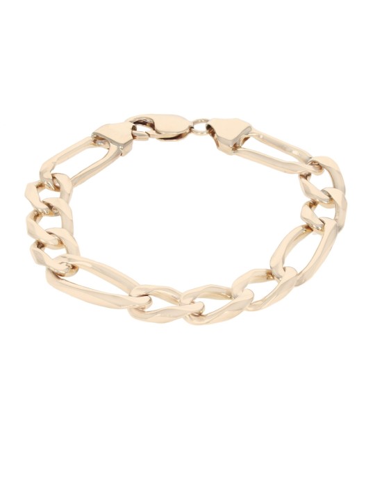 Gentlemans Figaro Link Chain Bracelet in Gold