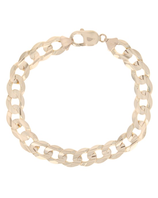 Flat Curb Chain Bracelet in Yellow Gold