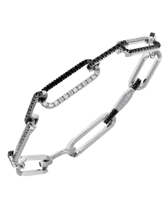 A. Link Black & White Diamond Paperclip Bracelet