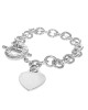 Blank Heart Tag Toggle Bracelet in Sterling Silver