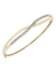 Diamond Open Cut Crossover Hinged Bangle Bracelet in Yellow Gold