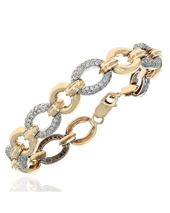 Diamond Pave Oval Link Chain Bracelet