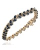 2 Row Staggered Blue Sapphire and Diamolnd Bracelet
