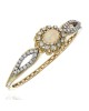 Ethiopian Opal and Diamond Halo Open Cut Hinged Bracelet in White and Yellow Gold