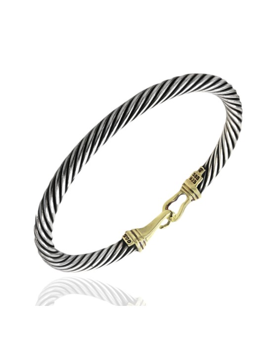 David Yurman Buckle Classic Cable Bangle in Silver and Gold