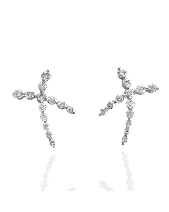 Diamond Criss Cross Earrings in White Gold
