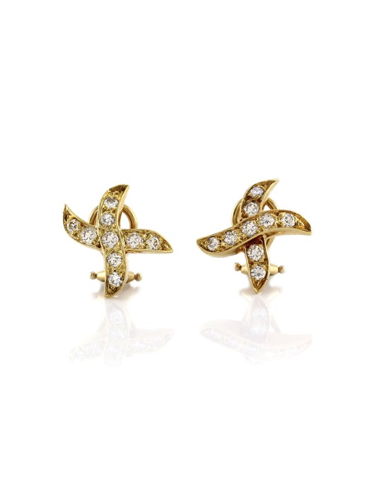Diamond X Earrings in Gold