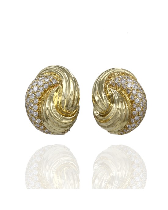 Henry Dunay Diamond and Gold Knot Earrings