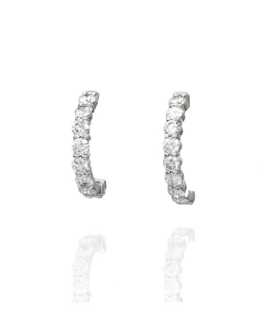 Diamond Half Hoop Earrings in Platinum