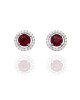 Ruby and Diamond Halo Stud Earrings in Gold