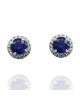 Sapphire and Diamond Halo Stud Earrings in Gold
