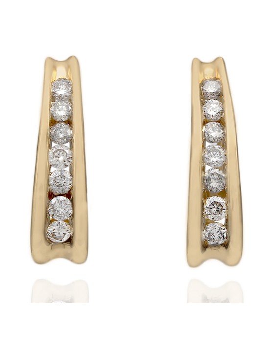 Diamond J Earrings in 14K Yellow Gold