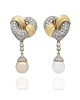 Diamond Heart Earrings Pearl Pigtails