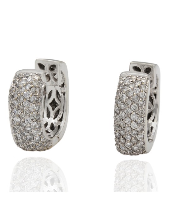 Diamond Pave Huggie Earrings in White Gold