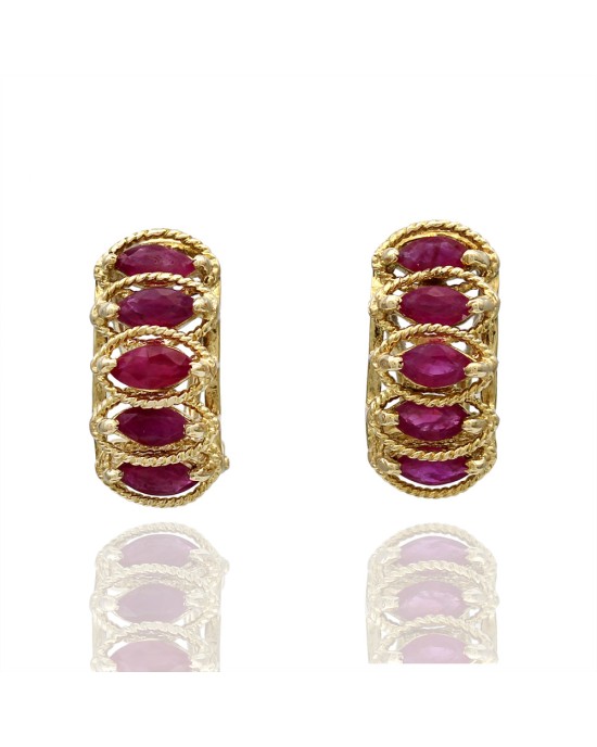 Marquise Ruby Earrings in Gold