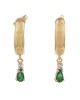 Emerald and Diamond Drop Semi Hoop Earrings in Yellow Gold