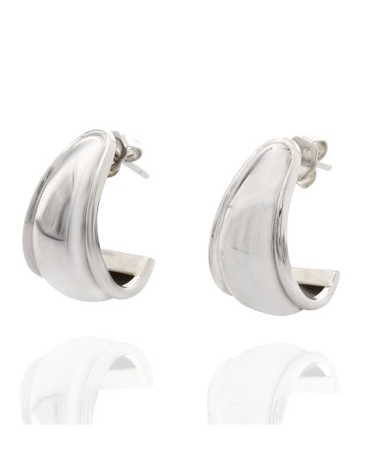Fluted Tapered Earrings in White Gold