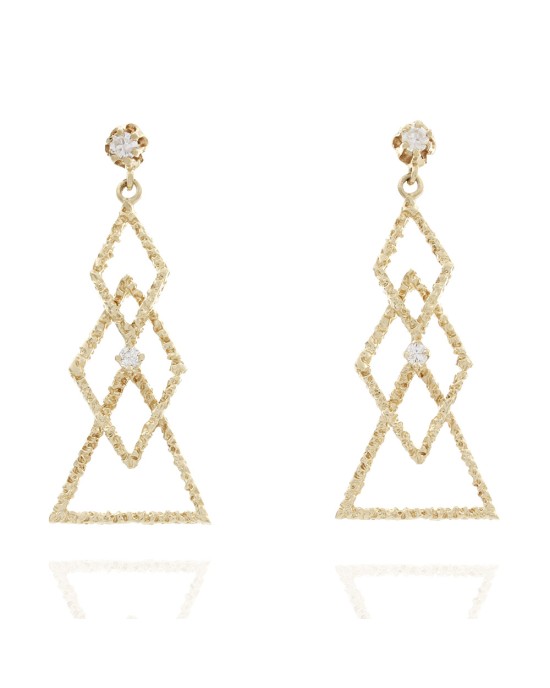 Triangle and Diamond Shape Dangle Earrings