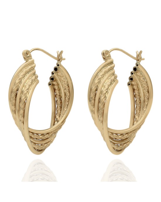 Twisted Rope Motif Earrings in Yellow Gold