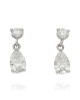 Pear and Round Diamond Drop Earrings