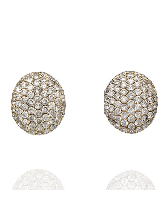 Diamond Pave Oval Earrings in Gold